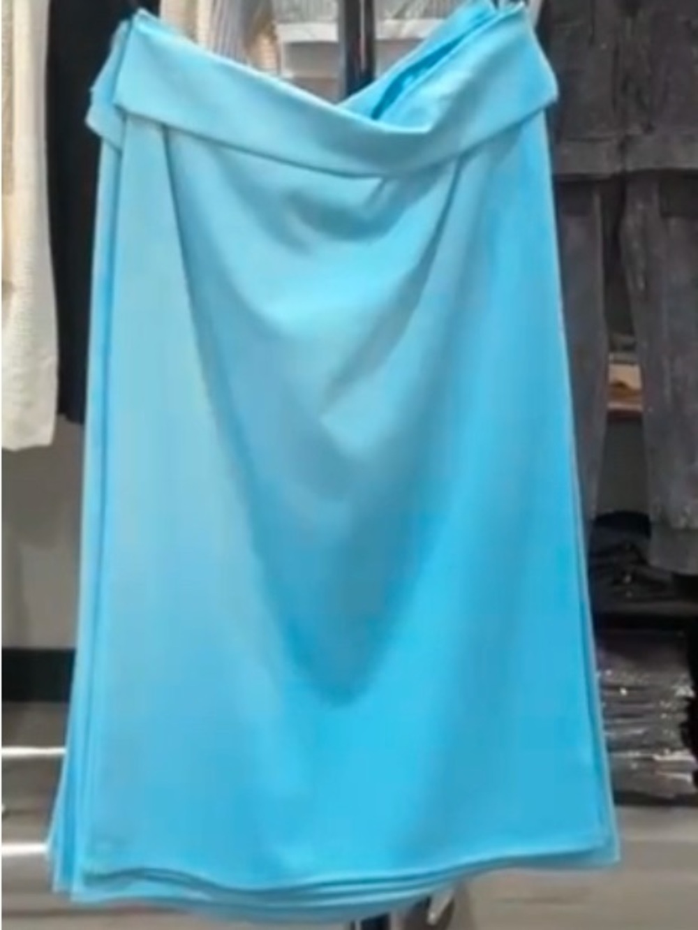 Classic Aqua Blue Draped Midi Skirt